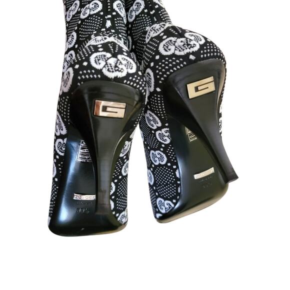 Gucci GG Monogram Technical Jersey Square Toe Ankle Boots Black White 39.5 9.5 - Picture 8 of 12